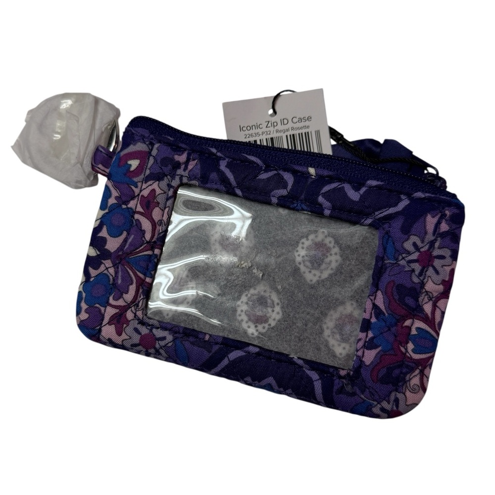 Vera Bradley NWT Purple and Pink Floral Zip ID Case Keychain